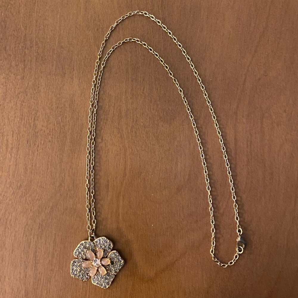 J.Crew RARE Pavé Flower Pendant Necklace